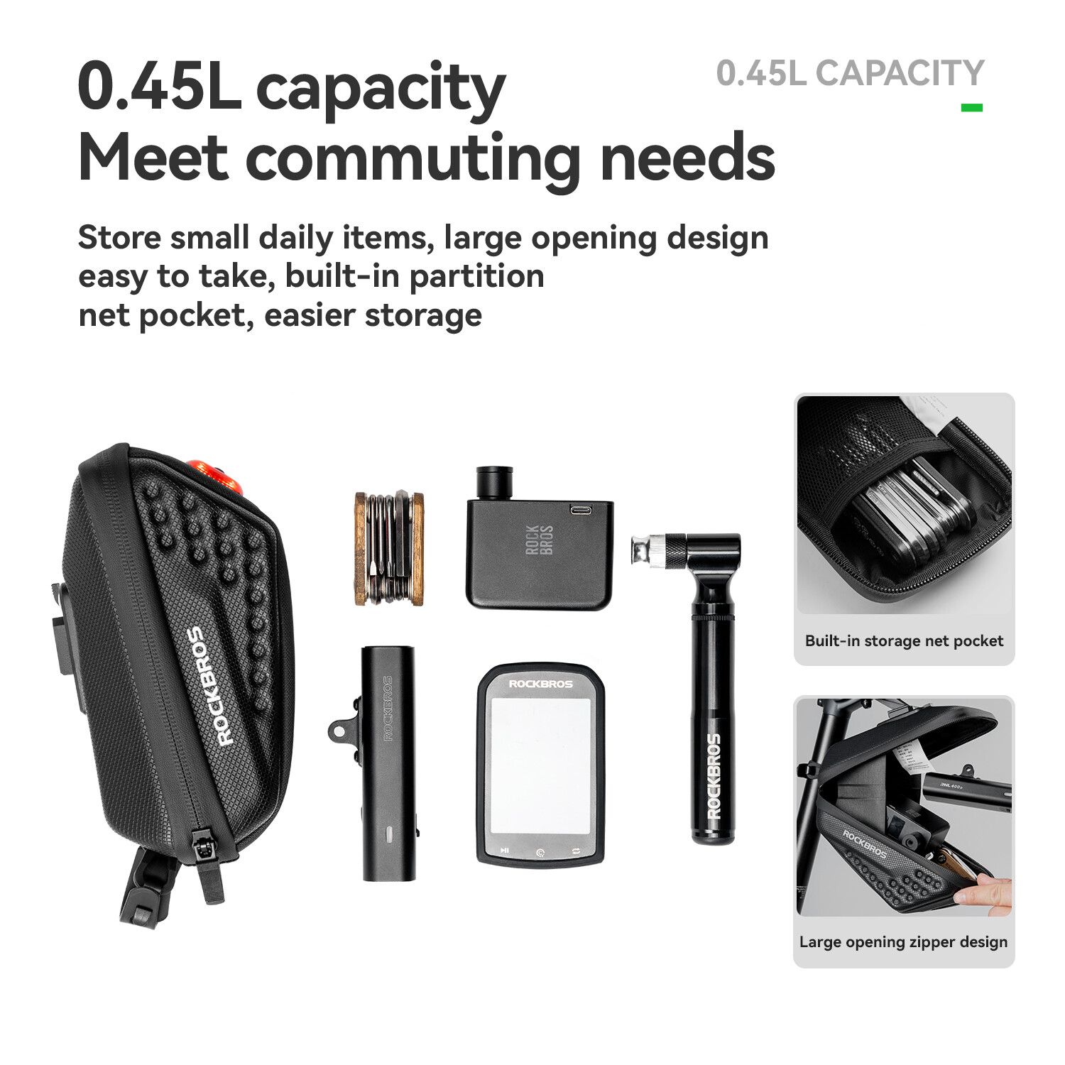 ROCKBROS Bicycle Rear Seat Saddle Bag Waterpoof Cycling Seat Bag With Taillight