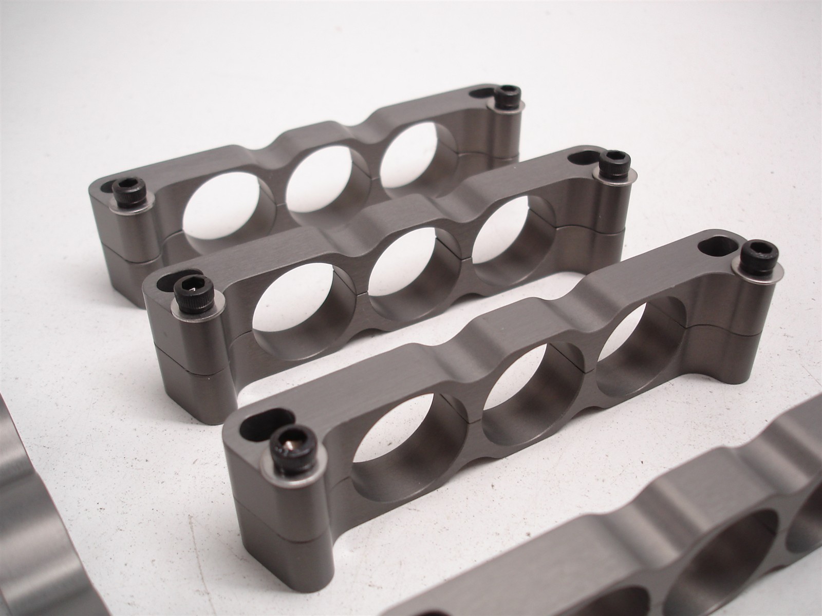 6 NASCAR BILLET ALUMINUM TRIPLE 1" BRAIDED LINE / HARD OIL LINE BRACKETS MOUNTS