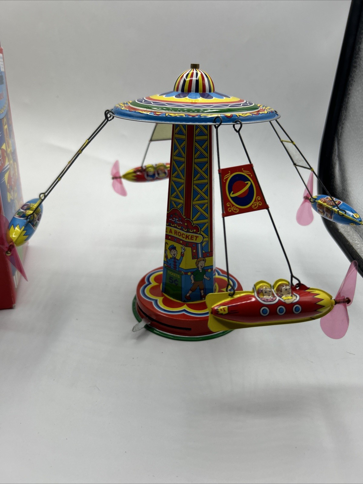 Rocket Ride Carousel • SCHYLLING Collector Series 2000 Vintage Tin Toy • w/ Box!