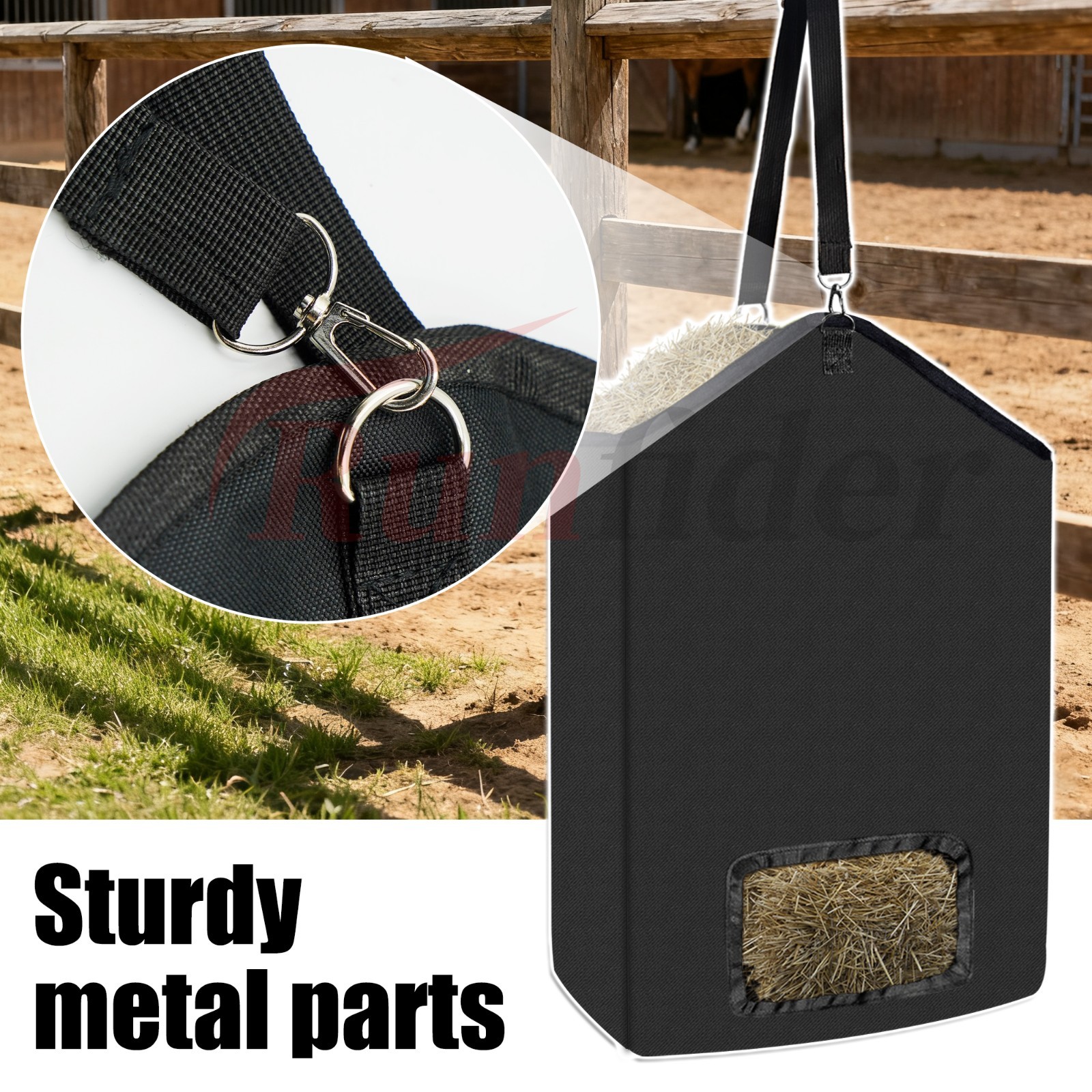 5-Pack Large Hanging Hay Feeder Bags – Heavy-Duty Oxford Fabric, 19.7"x17.7"x6"