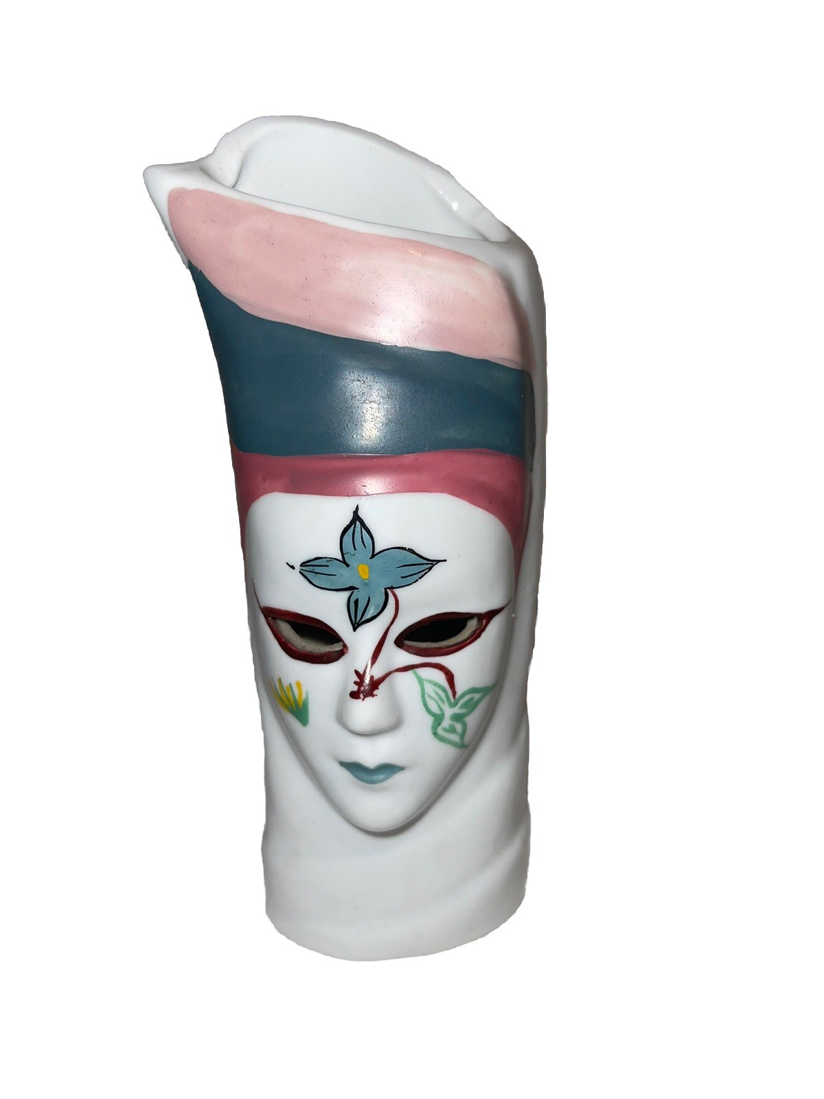 Vintage Ceramic Bud Vase Ladies Face Mask Decorative Art Vase