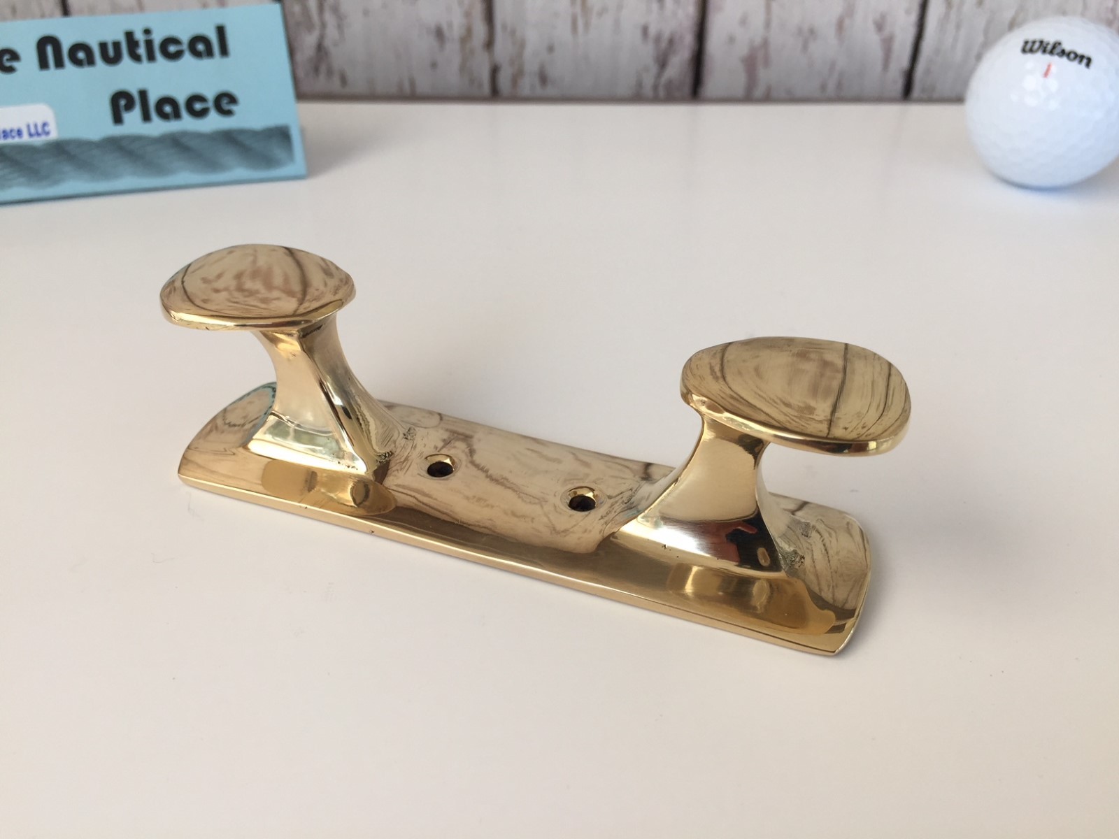 Brass Double Hook Cleat - Nautical Marine Boat Dock Chock - Hanger Handle