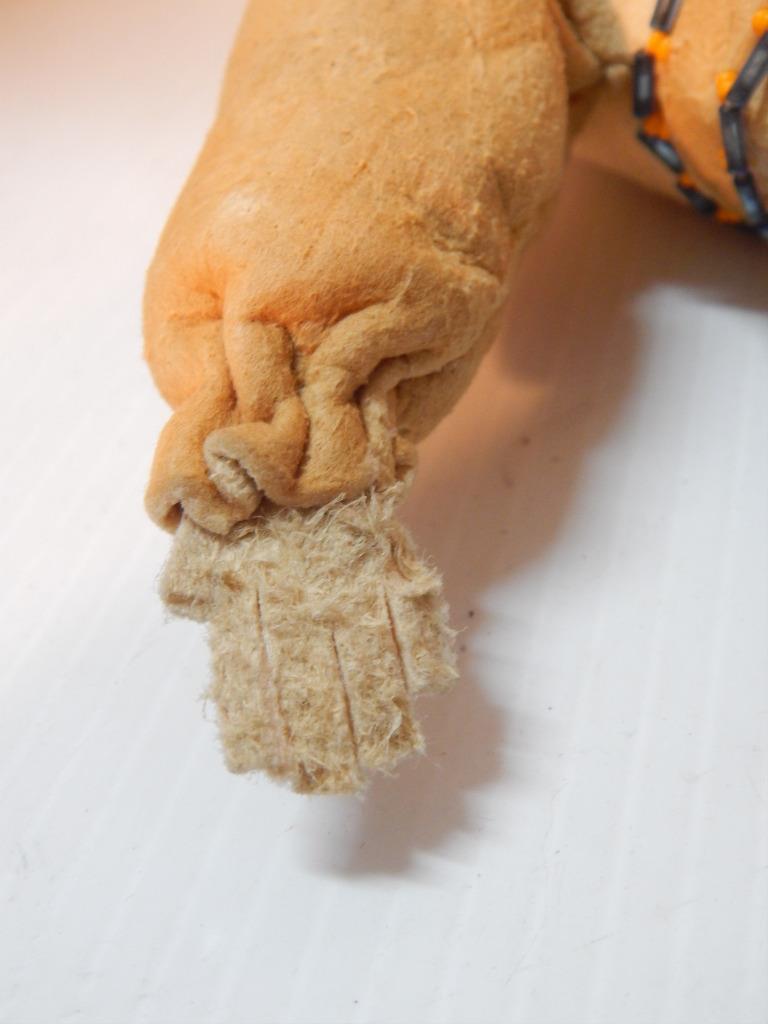 VINTAGE PLATEAU INDIAN 12" DOLL - BEADED ON BRAIN TANNED HIDE - CLEAN + NICE !