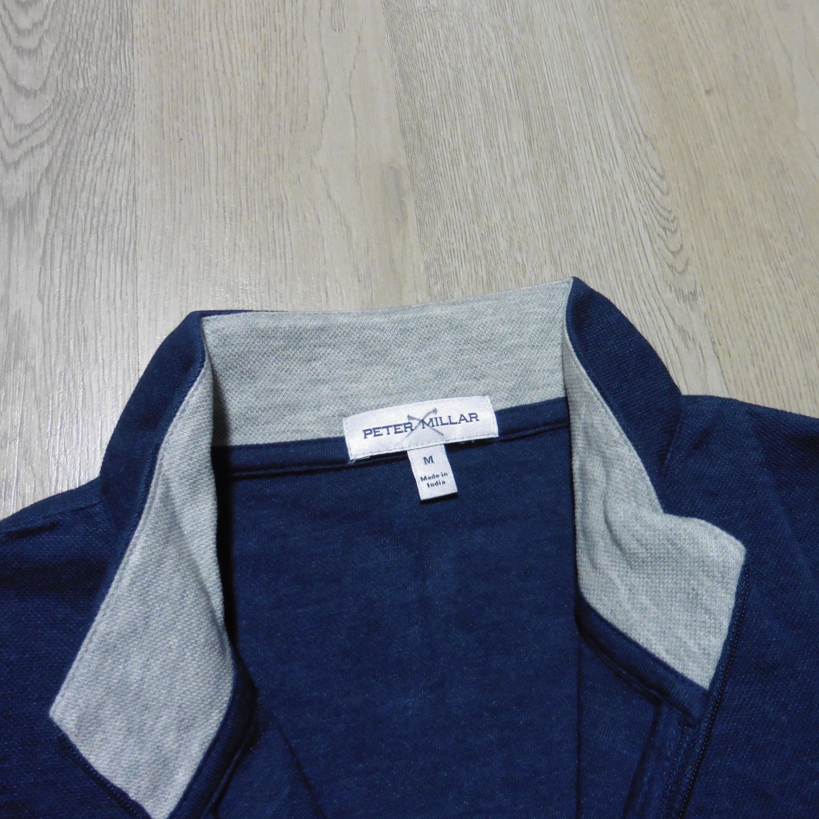 PETER MILLAR Mens M MEDIUM PULLOVER NAVY BLUE CROWN COMFORT 1/4 ZIP POLO SWEATER