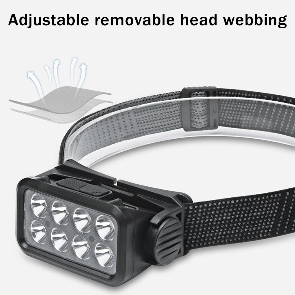 COB LED Headlamp USB Rechargeable Headlight Torch Work Light Bar Head Band Lamp