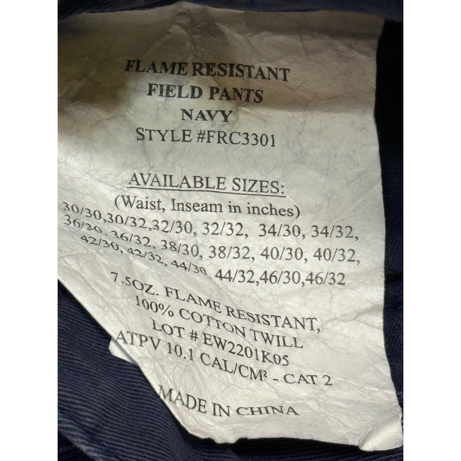 TICOMELA Flame Resistant Cargo Pants Mens (30x30) Blue FR NFPA 2112 CAT2