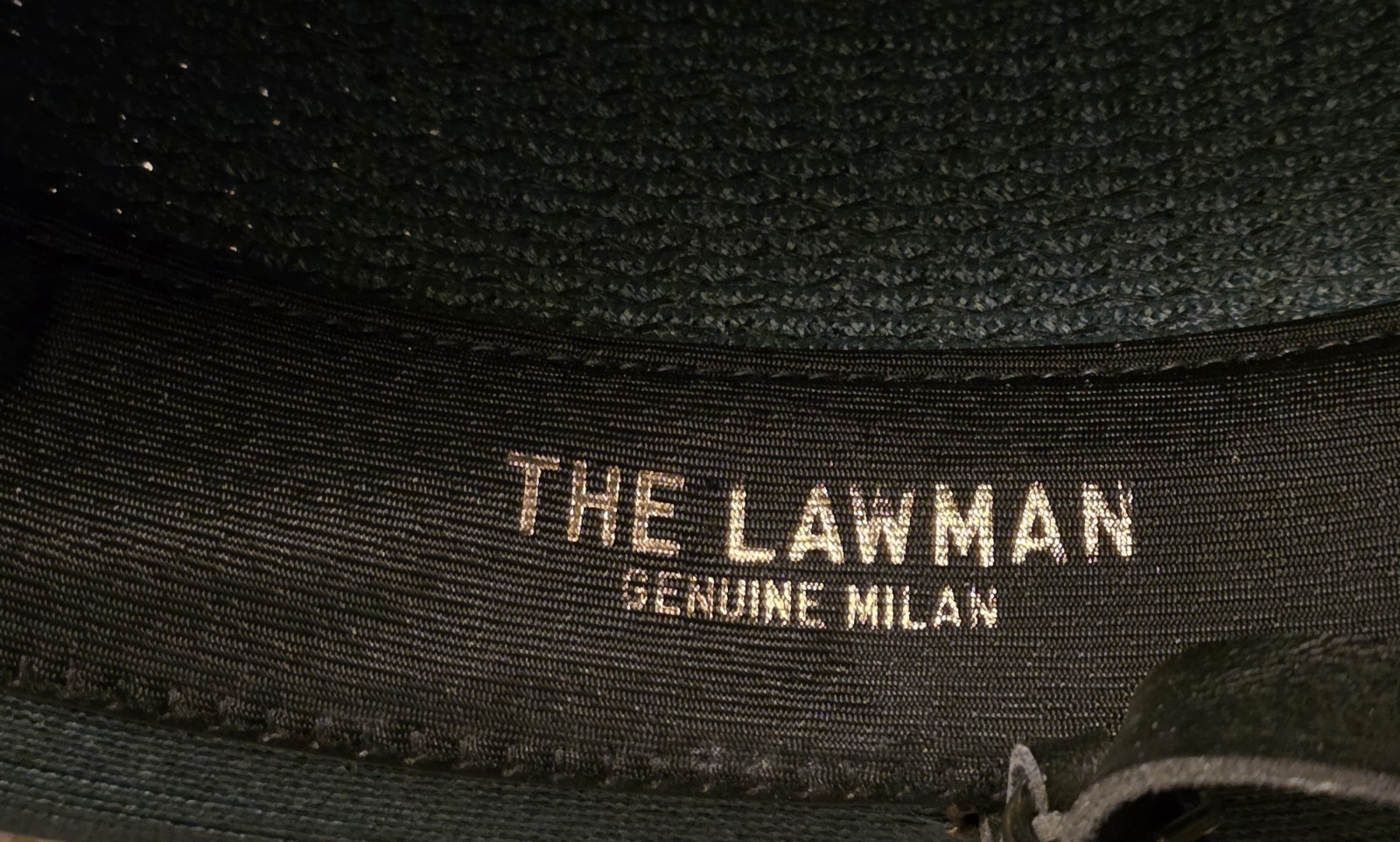 Vtg The Lawman Stratton Campaign Hat Green Milan Straw Leather Strap 7 1/4