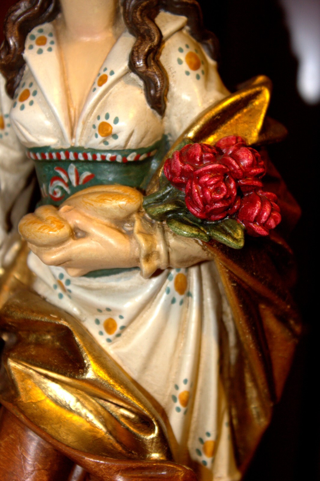 12" HAND CARVED WOODEN CATHOLIC PATRON SAINT ELIZABETH STATUE FIGURE SCULPTURE