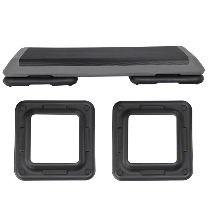 43'' Exercise Aerobic Step Platform Adjustable Fitness Stepper w/4 Risers Grey