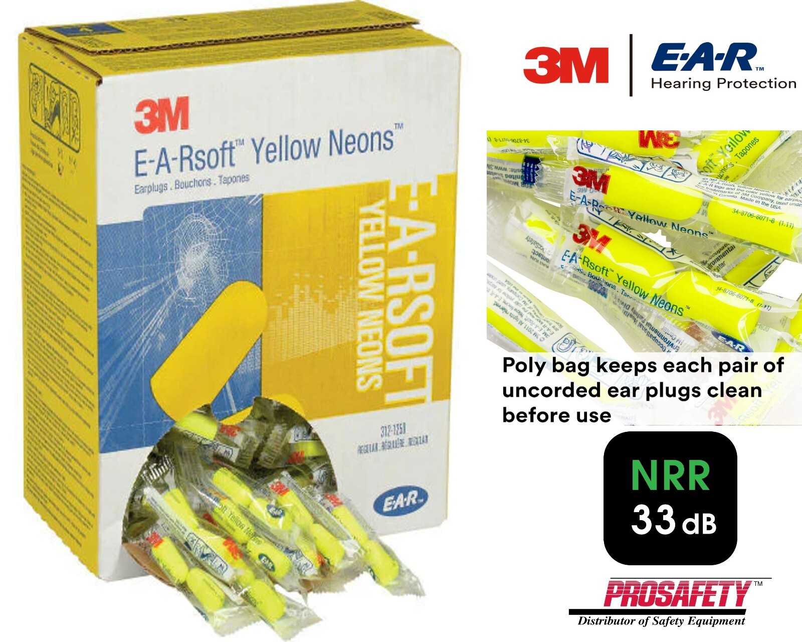 3M E-A-Rsoft Ear Plugs Noise Reduction 33dB Foam Disposable Earplugs Sleep Aids