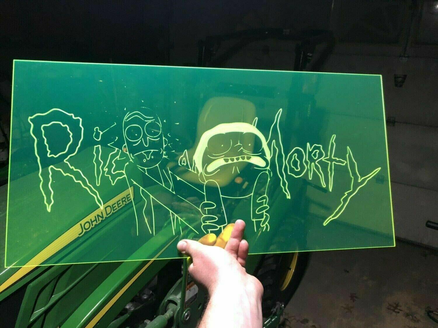 1/8" (3mm) Green Fluorescent Acrylic 12" x 12" Plexiglass Sheet Neon Color AZM