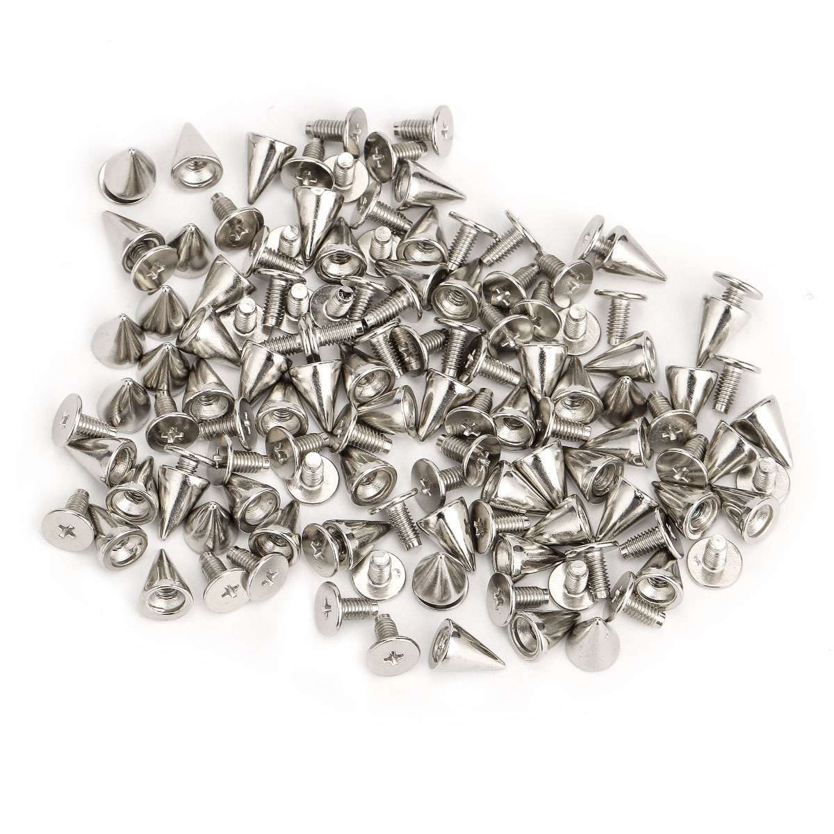 100Pc Punk Cone Metal Spikes Rivets Studs Screw Back for Clothing Jacket Leather