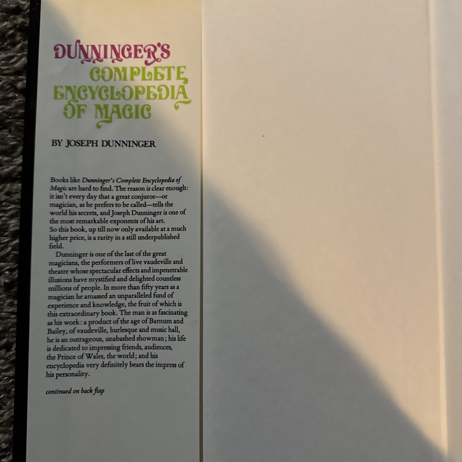 Dunninger’s Complete Encyclopedia of Magic Book Magic Mentalism Tricks T