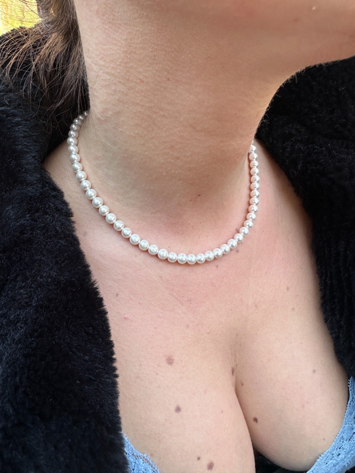 Cultured Pearl Necklace W. Real 925 Silver Clasp For Men Women 4-10mm All Length