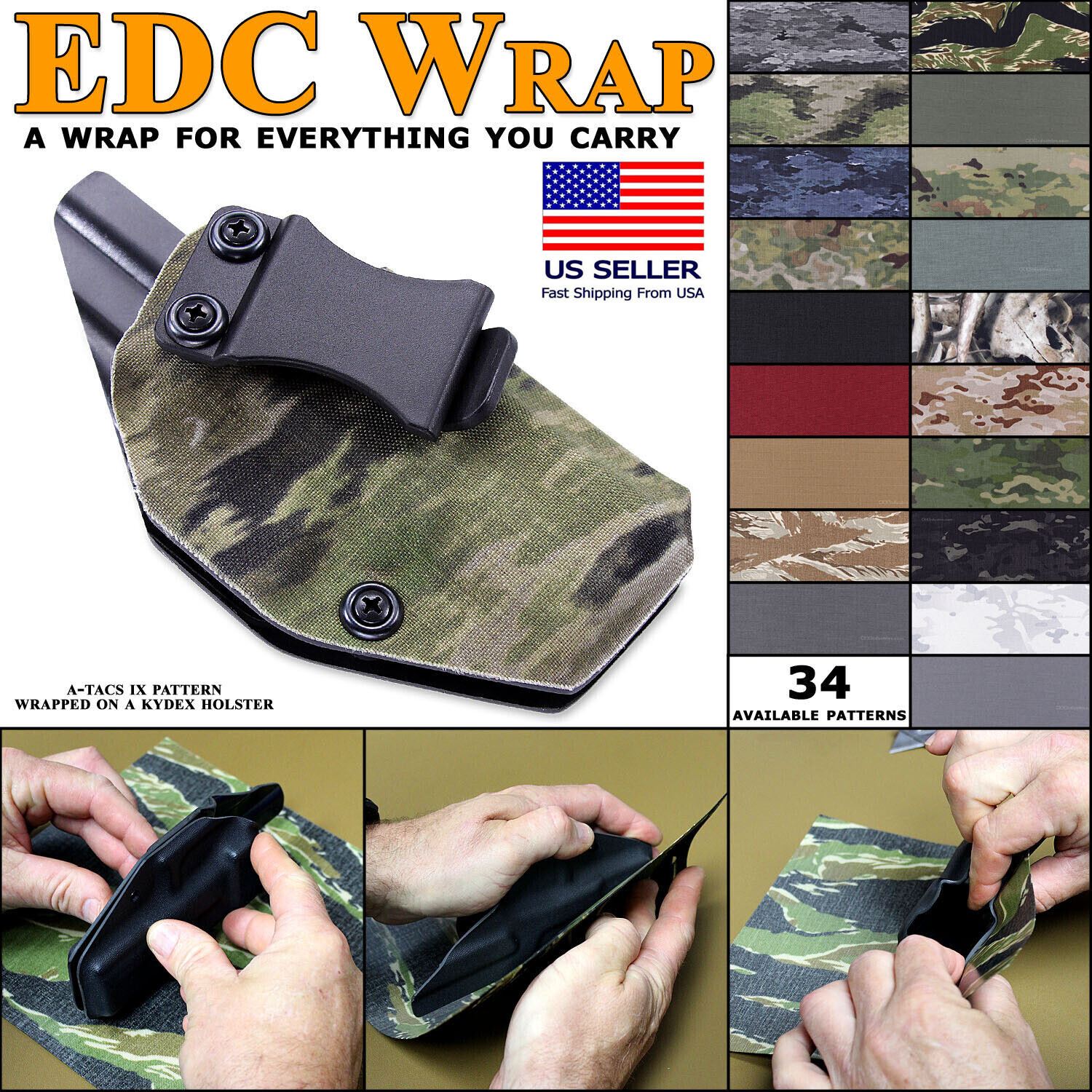EDC Wrap - Cordura Fabric Wrap - Multiple Sizes  - (Multiple Patterns Available)