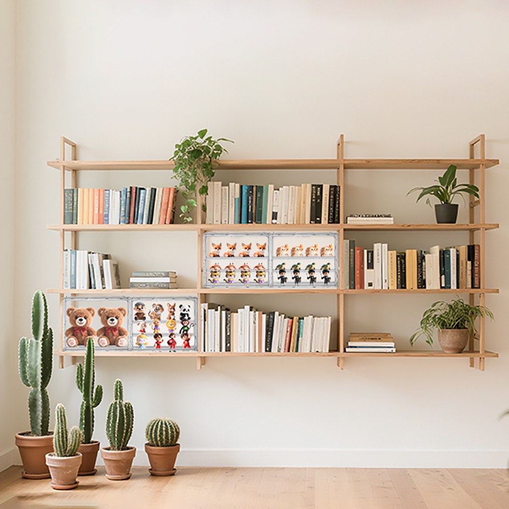 2X Clear Acrylic 3 Tier Figure Display Case with 2 Movable Plates Stackable Show