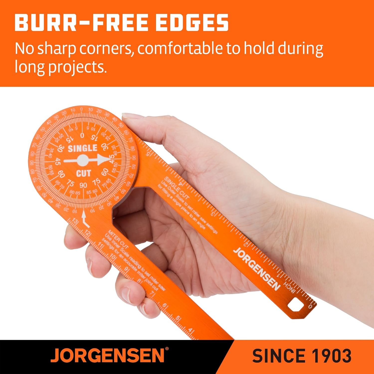 Jorgensen 7Inch Aluminum Protractor Angle Finder w/Precision Laser-Etched Scales