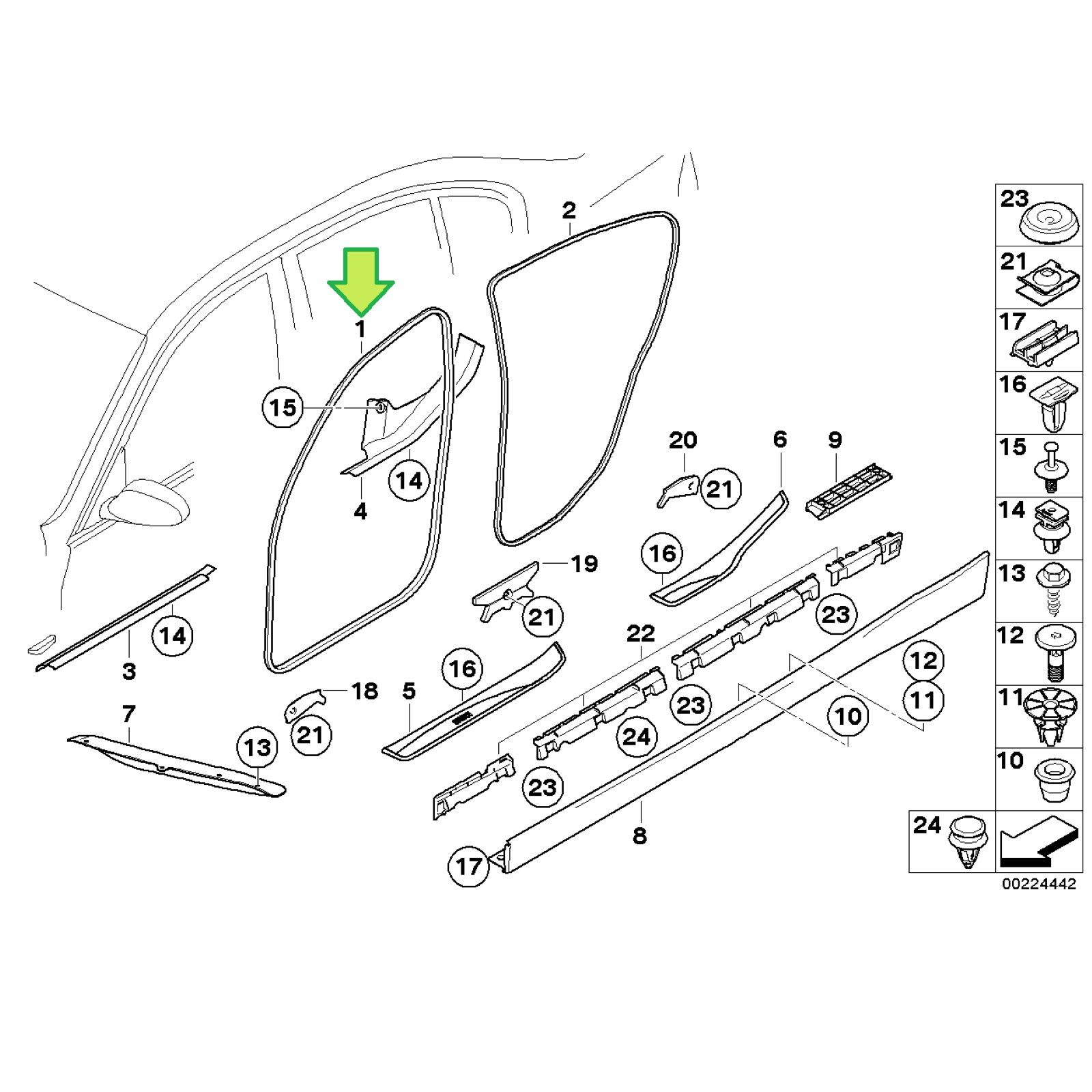 BMW 3 Series E90 E91 Sedan & Wagon Weatherstrip Rubber Door Seal Edge Protector