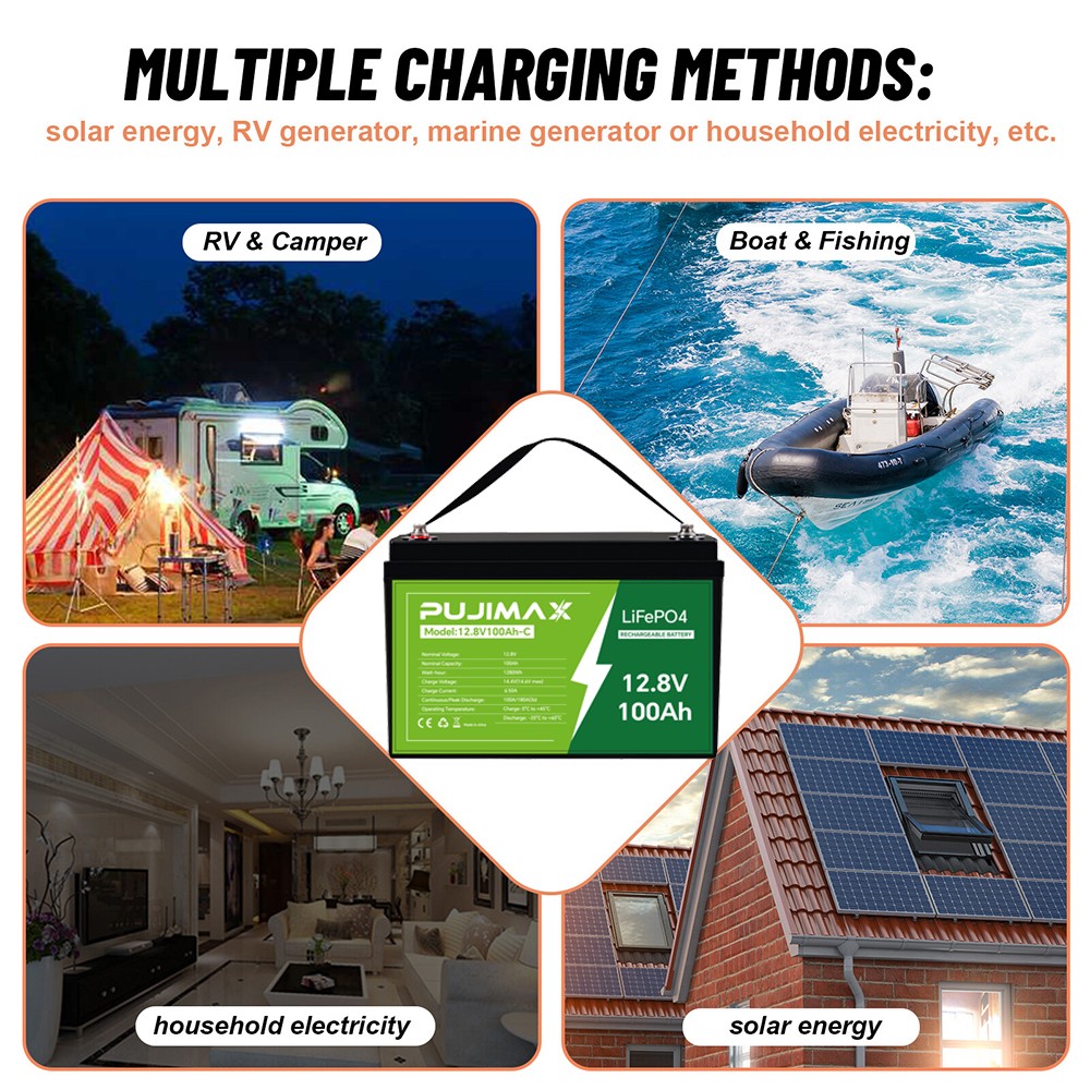 12V 100Ah LiFePO4 100Ah Lithium Battery BMS Cycle Deep for Solar Trolling Motor