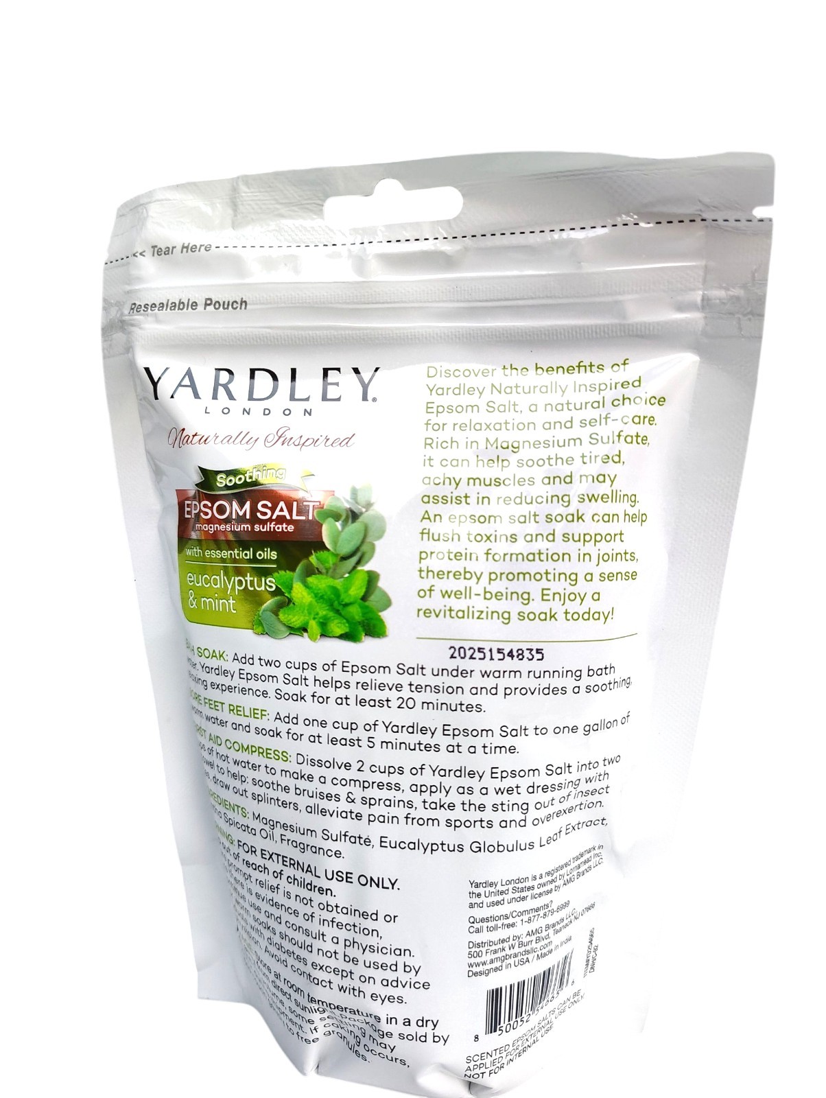 Yardley London Eucalyptus & Mint Epsom Salt Soaking Solution 6 Pounds 1lb Each