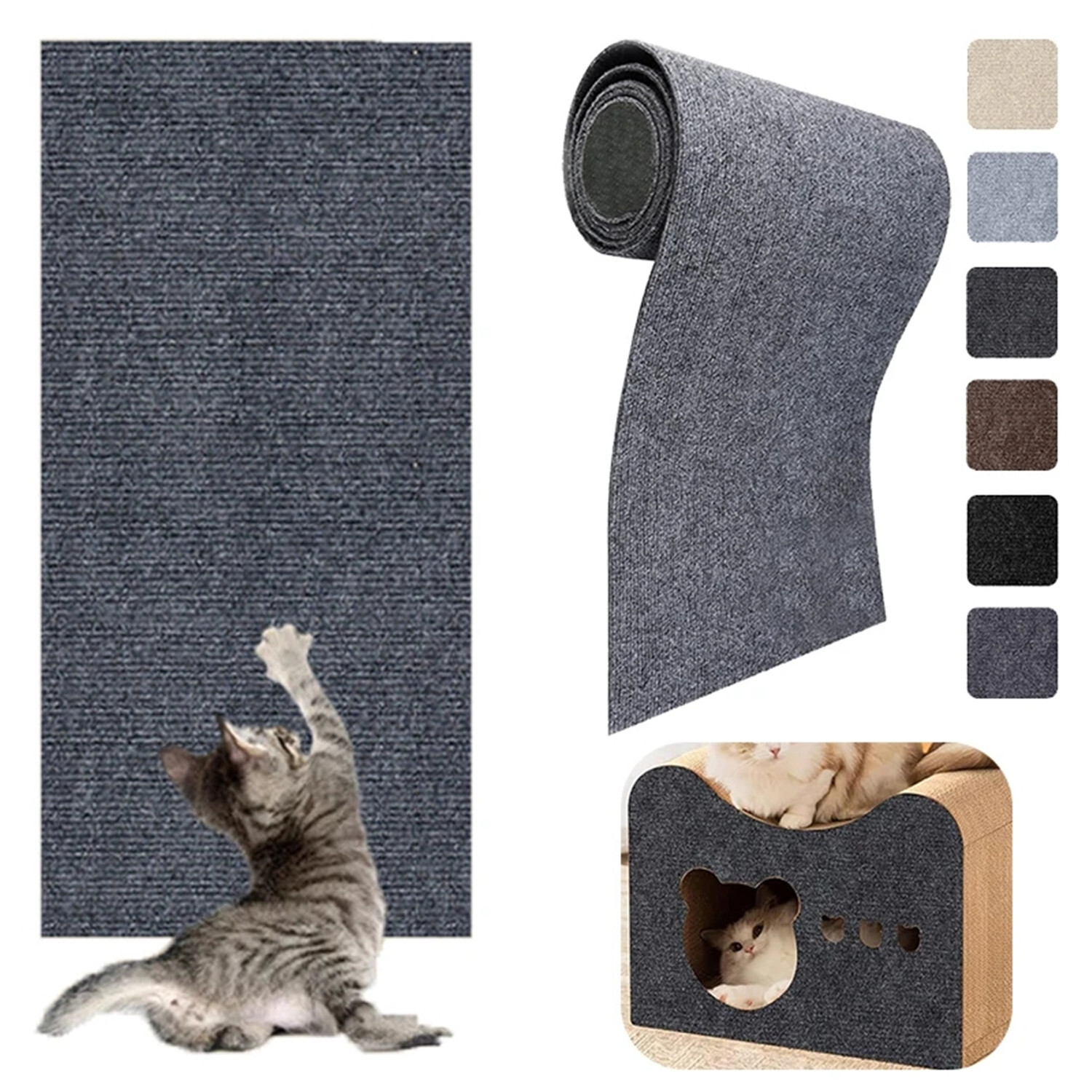 Climbing Cat Scratching Mat Trimmable Self-Adhesive Cat Scratcher Carpet Pads