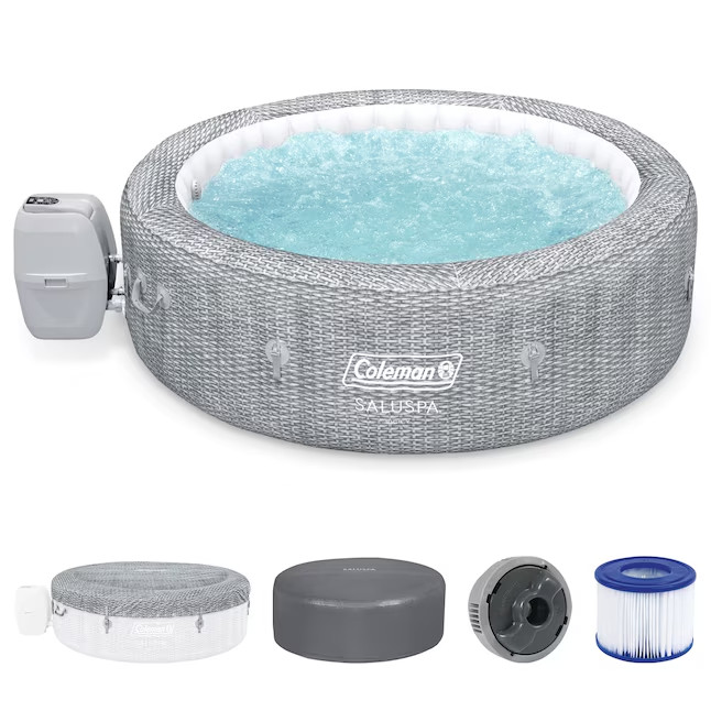 Coleman Sicily AirJet Round Inflatable Hot Tub with EnergySense Cover Grey