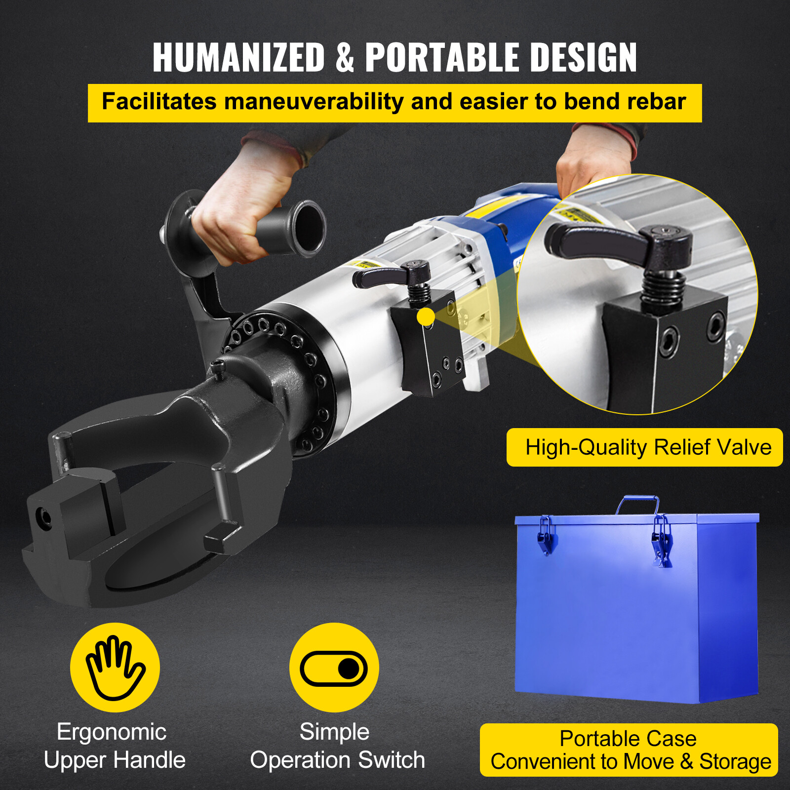 7/8" Electric Rebar Bender 22mm Portable Hydraulic Rebar Bending for #2 to #7