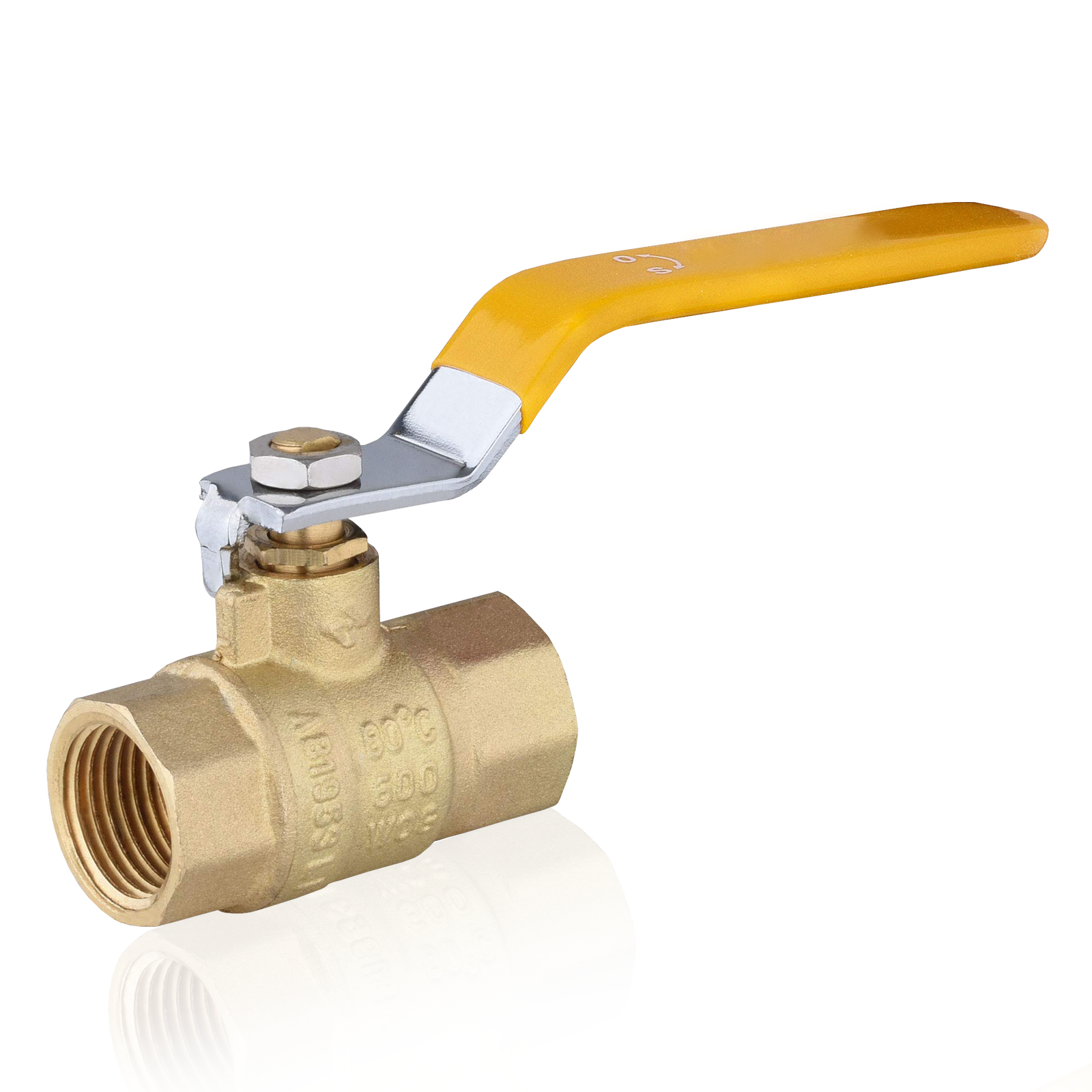 Brass Ball Valve FIP Threaded Yellow 3/4"or 1/2" Female Full Port 600WOG NPT