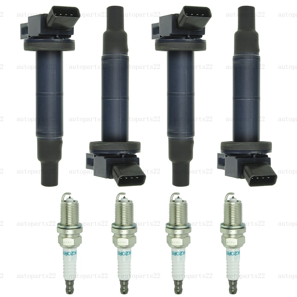 OEM UF333 4x Ignition Coil & 4x Iridium Spark Plug For 2002-11 Toyota Camry 2.4L