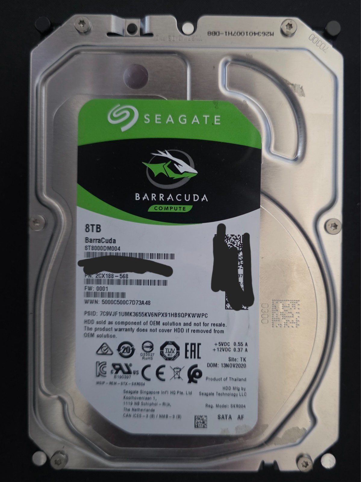 Seagate Barracuda 8TB Internal HDD 5.4K 6Gbps 3.5" ST8000DM004 Used