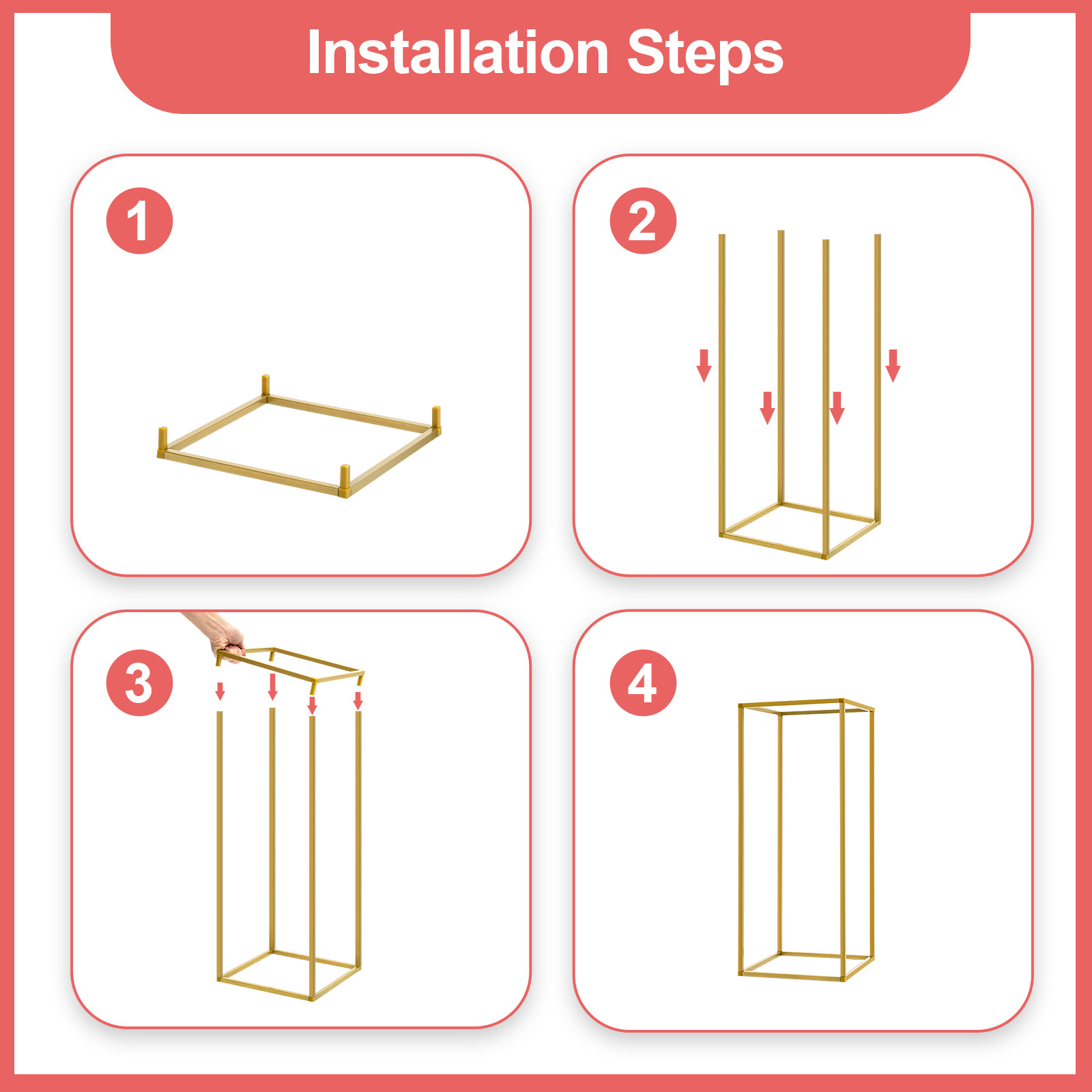 23.6in 10Pcs Tall Gold Metal Flower Stand for Wedding Table Centerpieces Decor