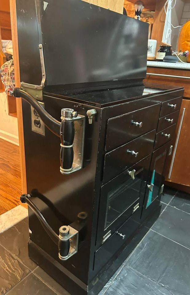 Antique Medical Podiatry Dental Metal Glass Cabinet w/ Bottles Electric Bosworth