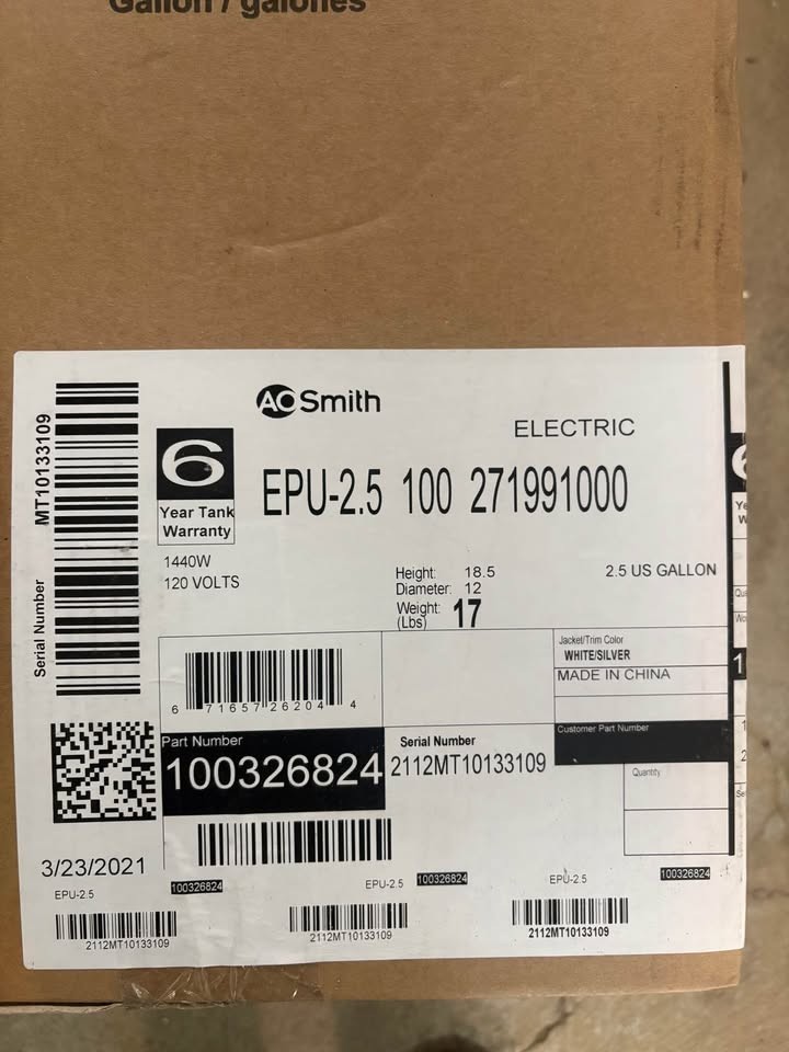 a.o. smith signature 2.5-gallon 1440-watt 1 element point electric water Heaters