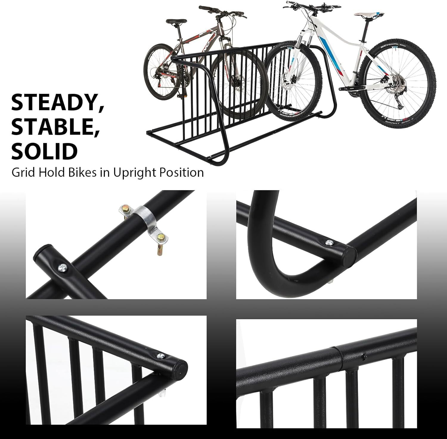 Floor Grid Bike Rack Stand 10-Bike Capacity Dual Side Bike Storage Parking Stand