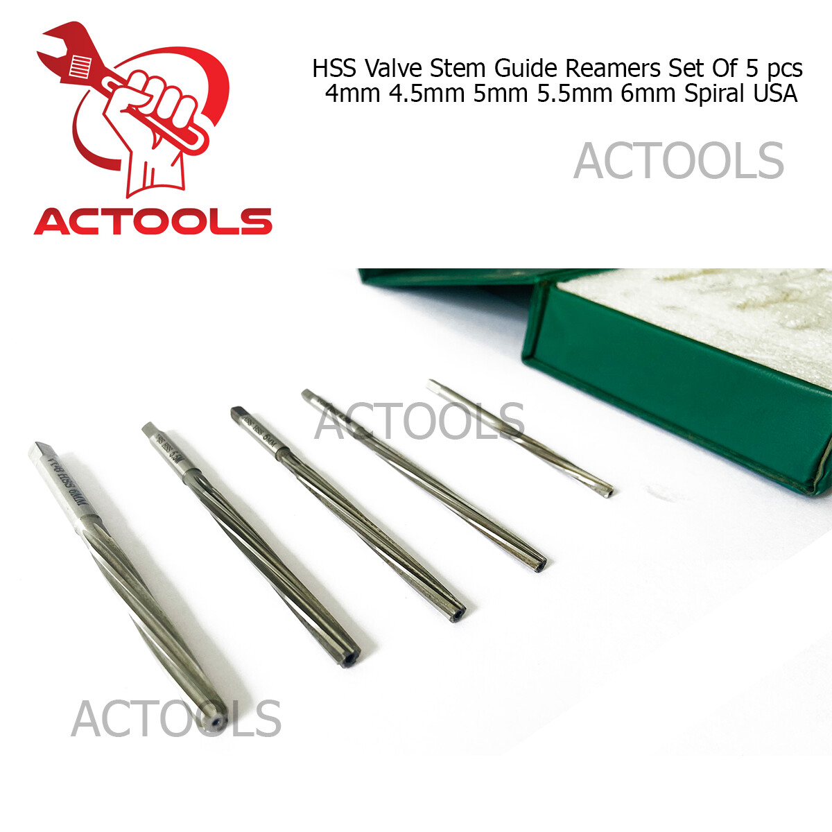 Hss Valve Stem Guide Reamers 5 Pcs 4mm 4.5mm 5mm 5.5mm 6mm Spiral USA ACTOOLS