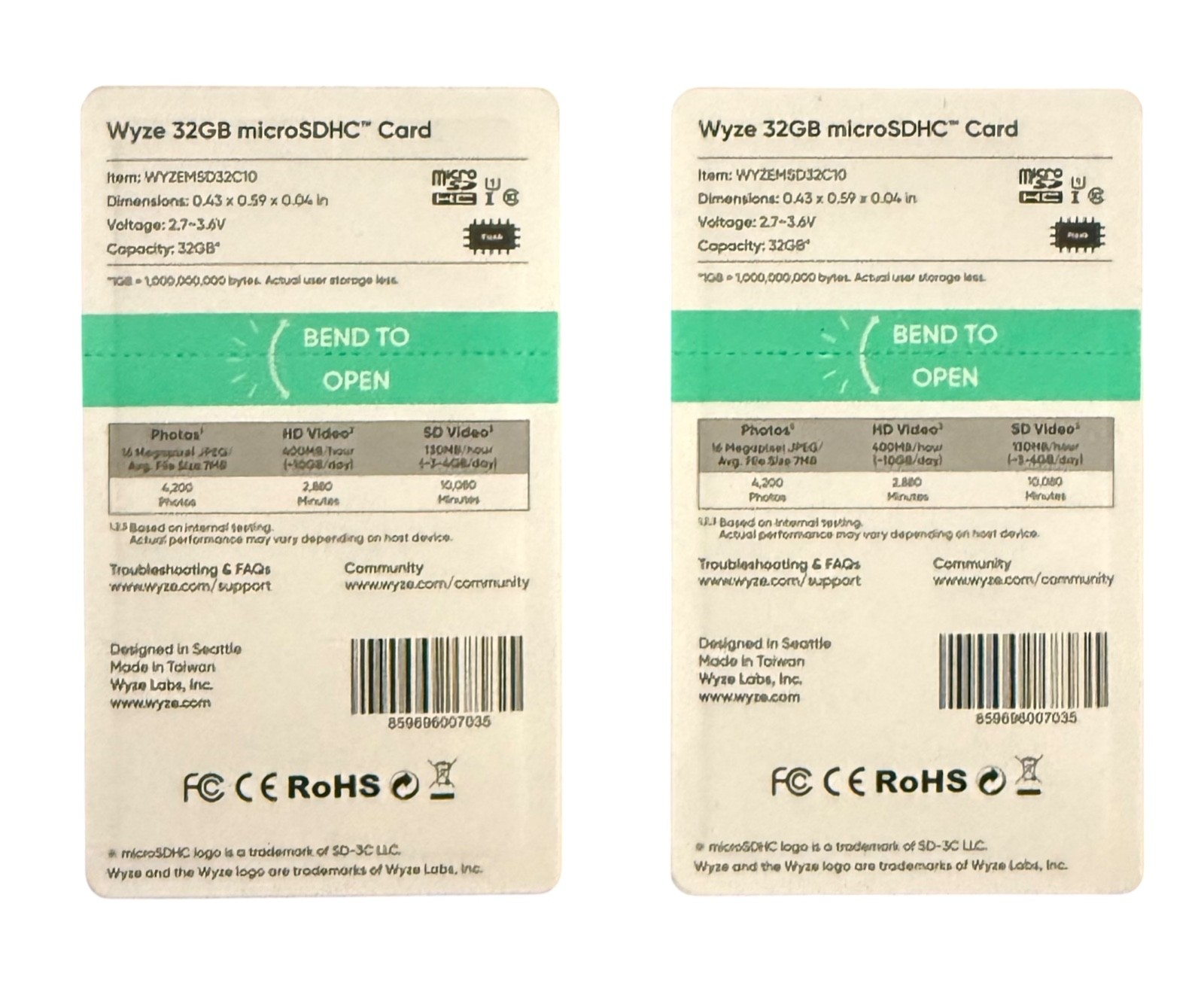 NEW Lot-2 WYZE 64GB microSDHC Card Class 10 - WYZEMSD32C10 SEALED BOX