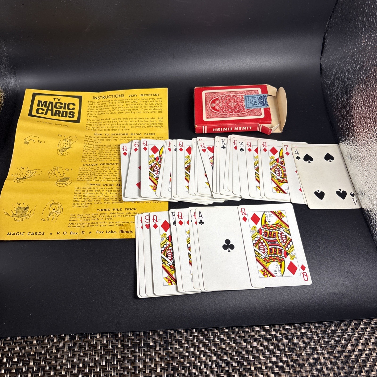 Vintage Magic Tricks, Cups and Balls, 7 Or 11 Dice, TV Magic Cards Lot of 3