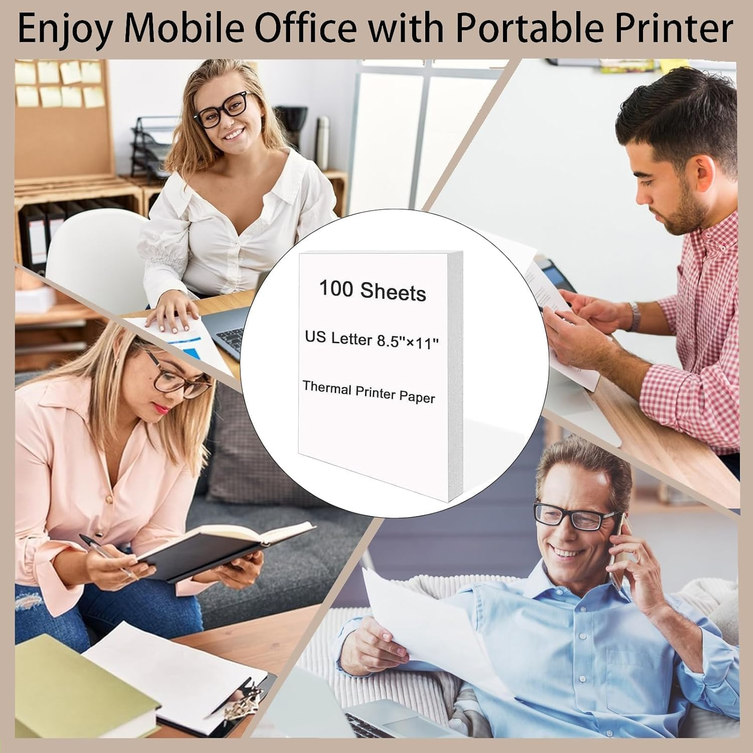 100 Sheets Thermal Printer Paper, 8.5''×11'' US Letter Size, Advanced Printing P