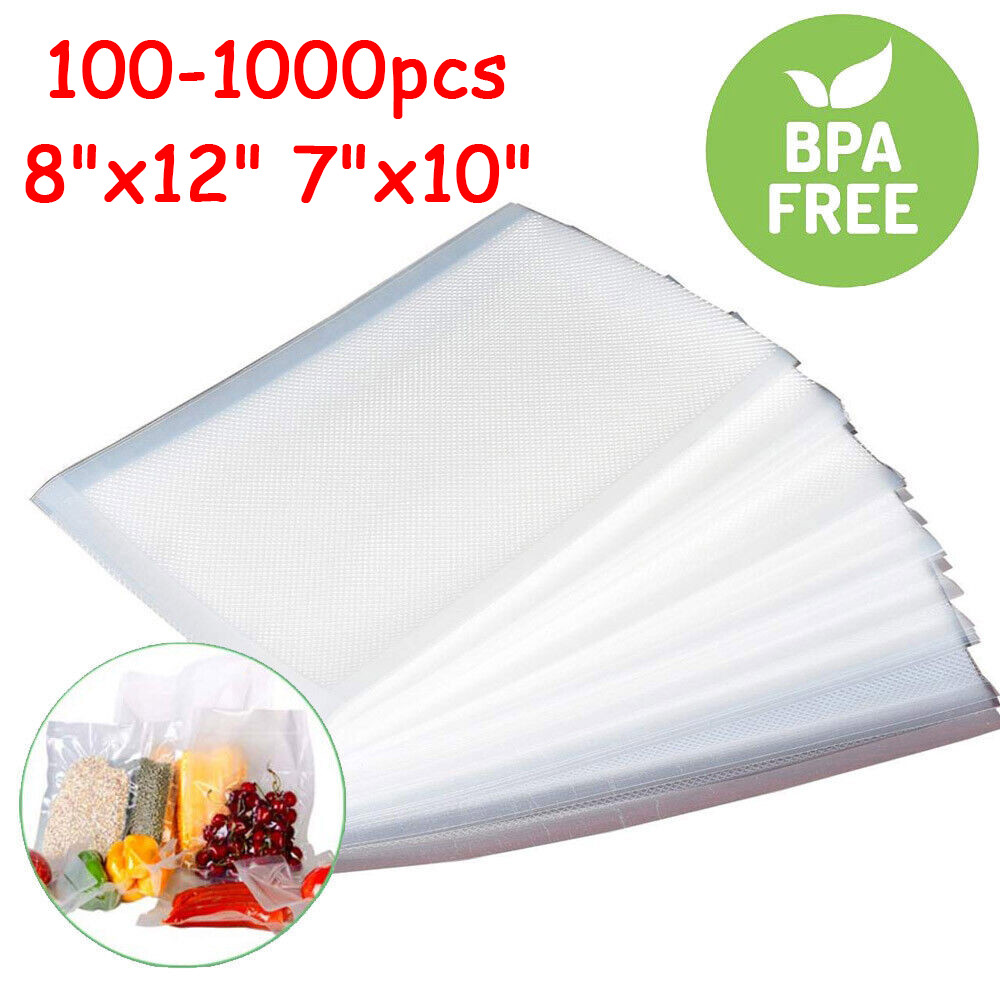 500/1000 Quart Vacuum Sealer Bags 8x12 6x10 Embossed Food Saver Storage Package