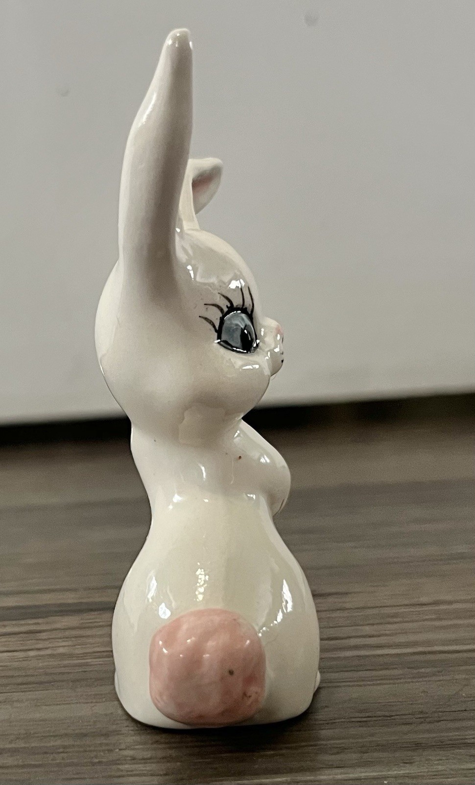 Vntg Mini Bunny Rabbit Dainty Girly Easter Spring Trinket Blue Eyes Figurine
