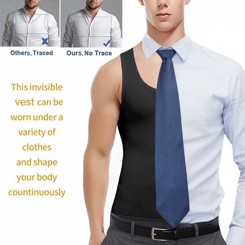 Mens Body Shaper Slimming Shirt Compression Vest Elastic Slim Shapewear Tank Top