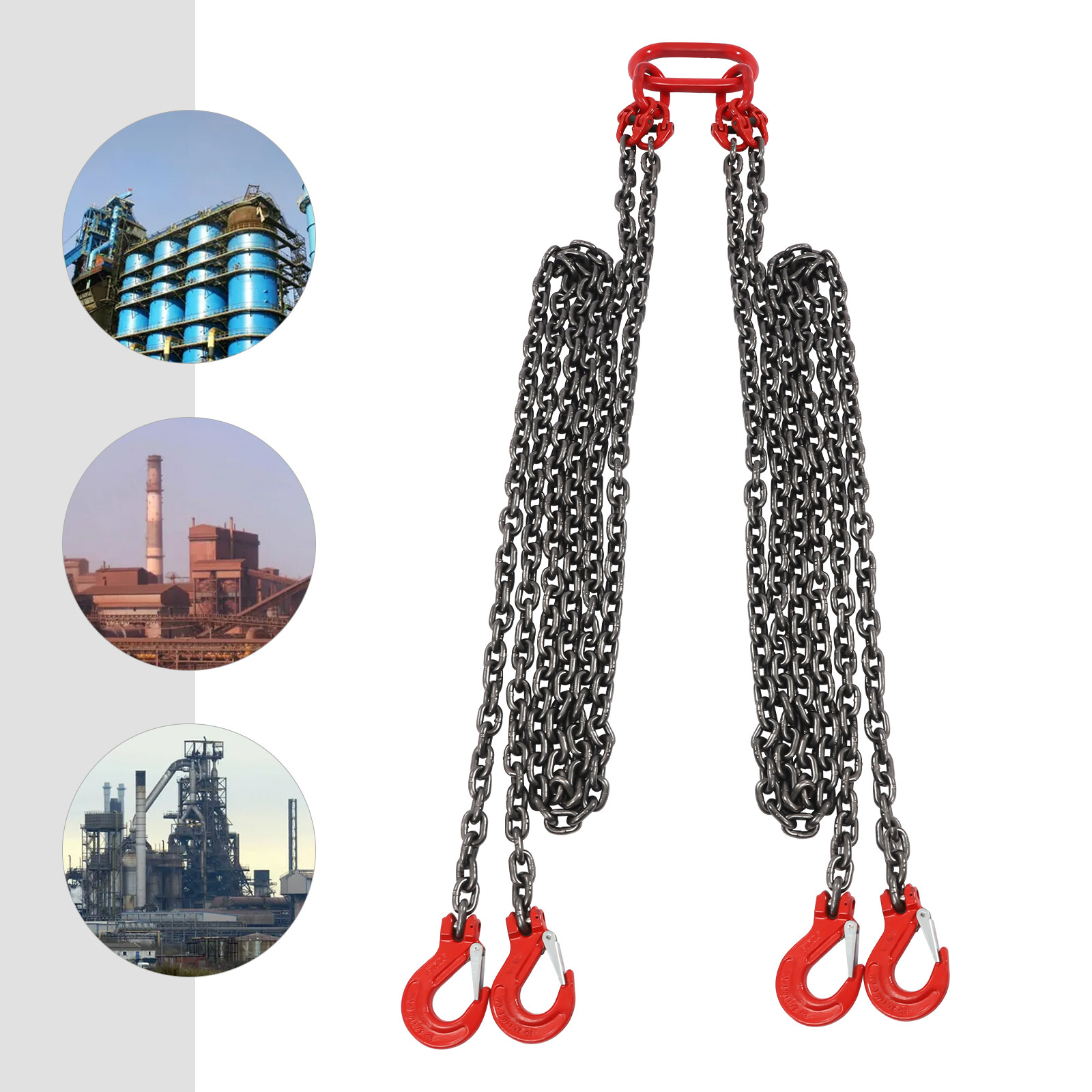 10FT Chain Sling Lift Chain G80 w/ 4 Leg Grab Hooks 5T.45lbs Alloy Steel!