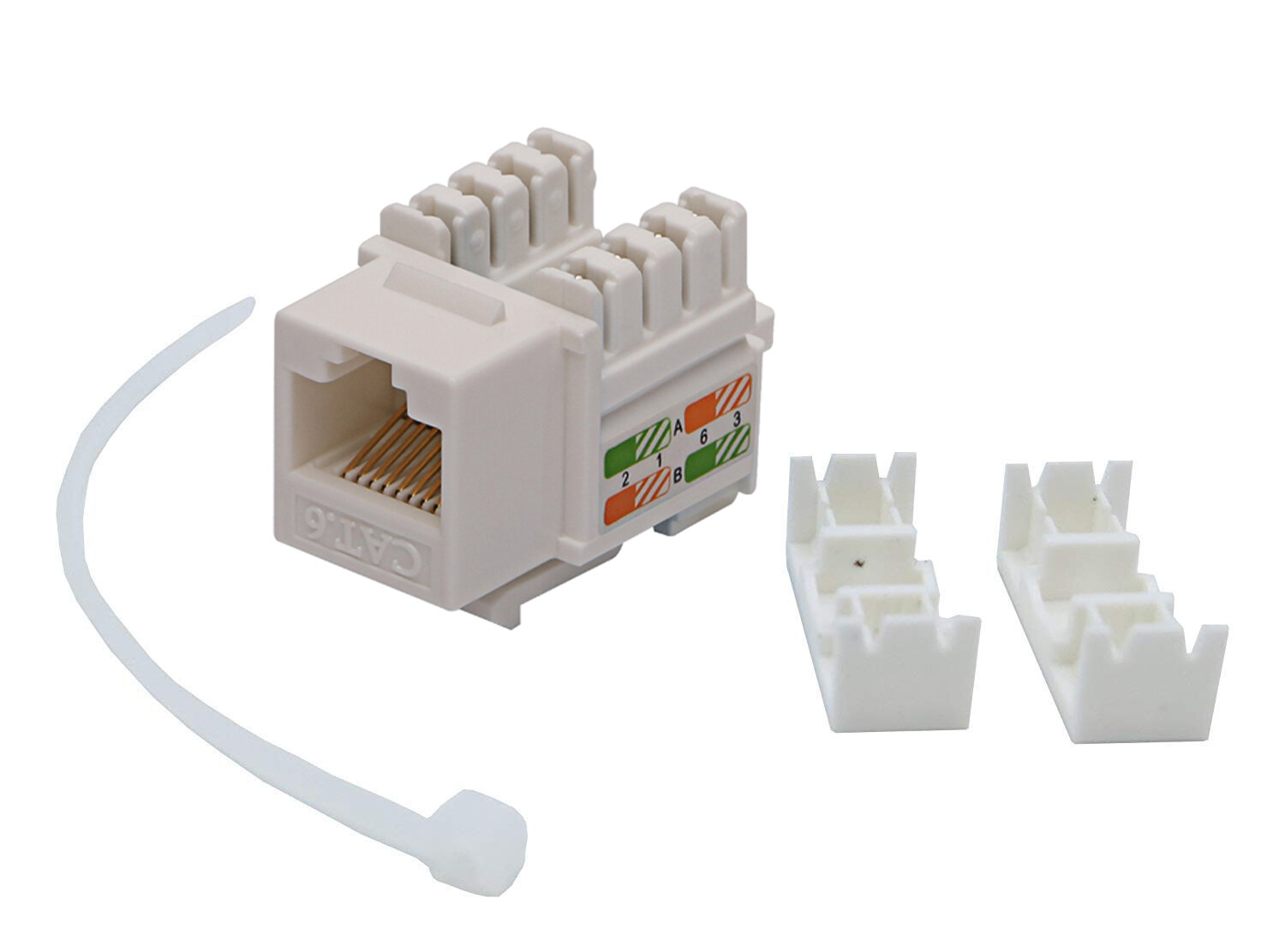 100 Lot CNAweb Cat6 RJ45 Punchdown Keystone Network Jack, 110 Style, White
