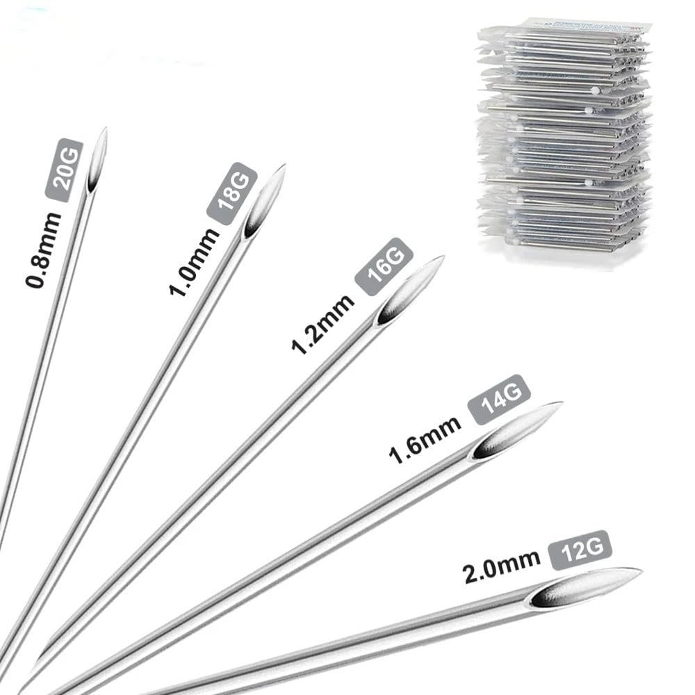 Body Piercing Kit 40pcs Piercing Needles Clamps Kit Mix Needles 12G 14G 16G ...