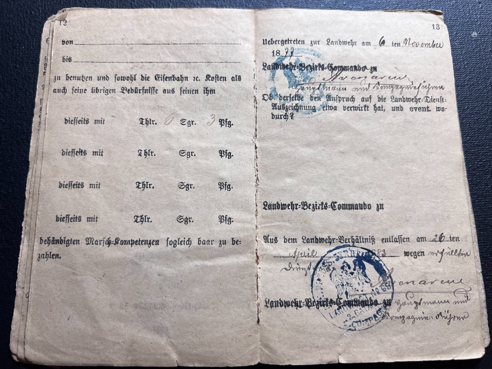 Franco-Prussian War 1870/1871 German Military ID Musketeer Johan Fleisch RARE!