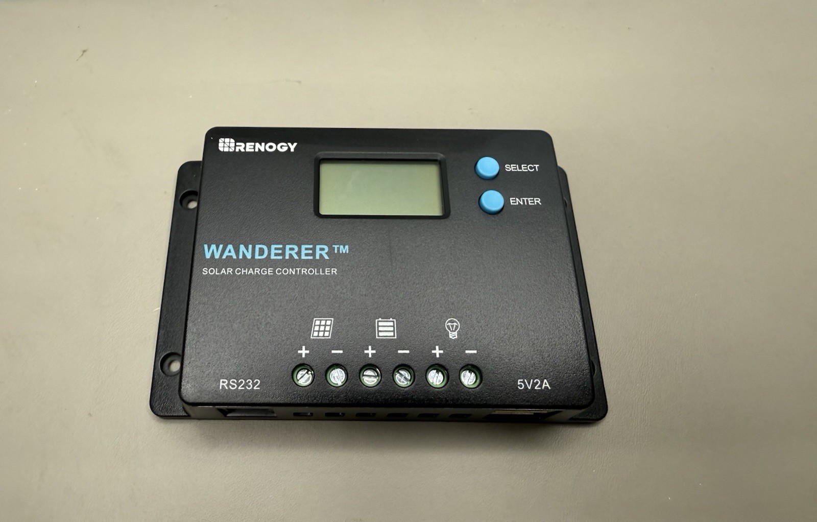 Renogy 10 Amp 12V/24V PWM Negative Ground Solar Charge Controller Compact Design