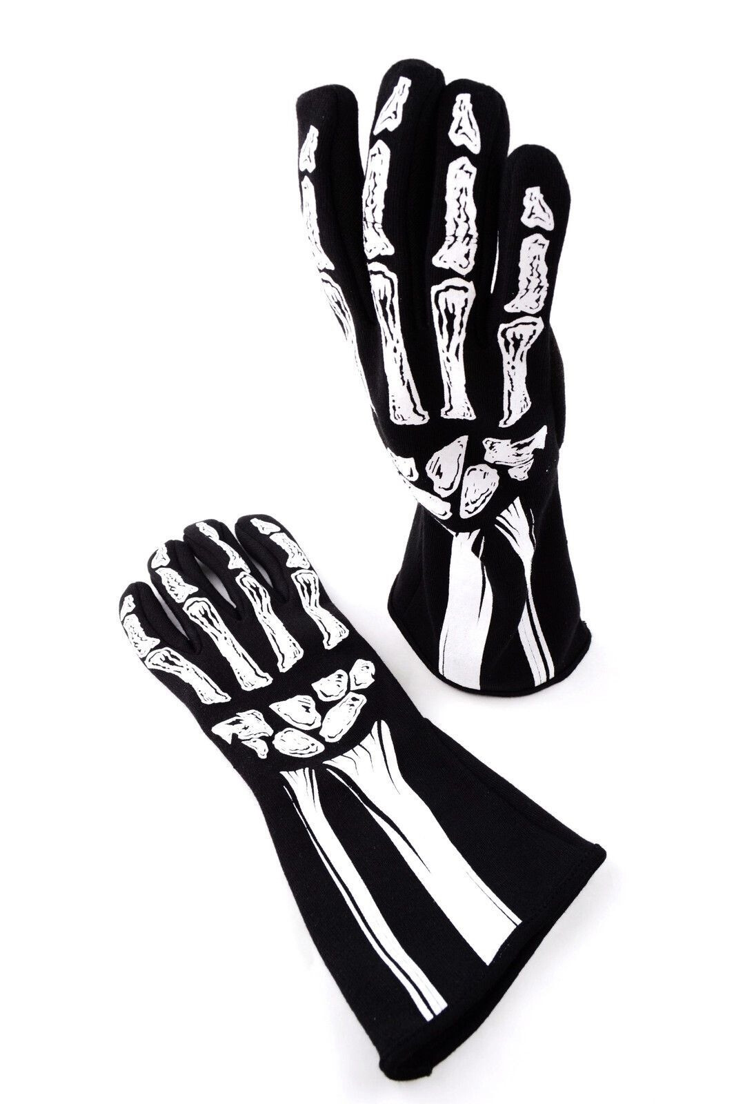 RJS RACING SFI 3.3/1 NEW SKELETON RACING GLOVES BLACK / WHITE SIZE LG 600080134