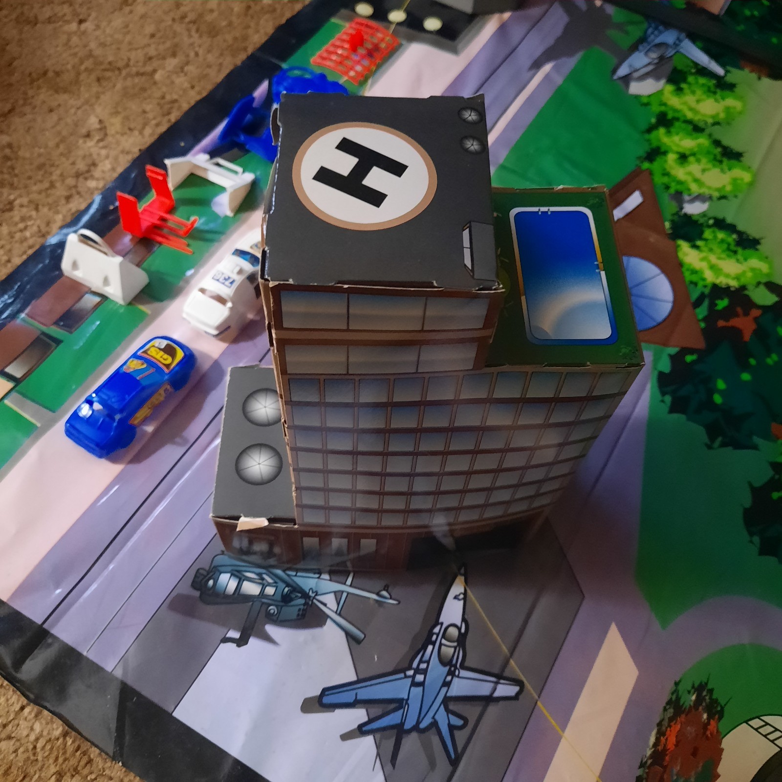 Chopper Patrol Battery Operated Flying Police Helicopter Playset Tested Working!