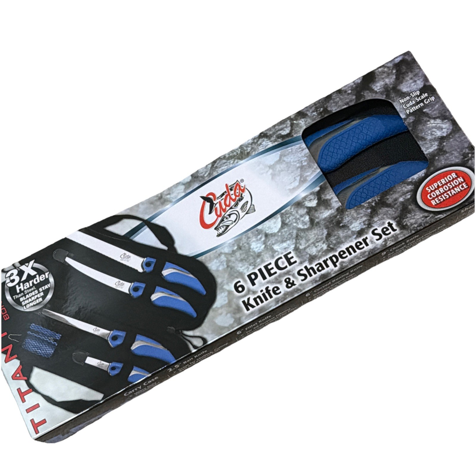 6 Piece Knife & Sharpener Set 4 Knives with Corrosion-Resistant Stainless Steel