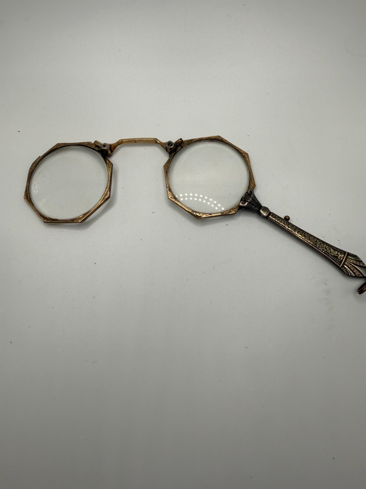 Antique  Art Deco Folding Opera Lorgnette Glasses Beautifully Engraved